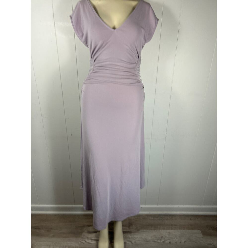 Free People Beach Chateau V-Neck Ruched Midi Dress in Iris Size S. - Picture 4 of 7